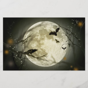Halloween Moon Spooky Crows Stationery