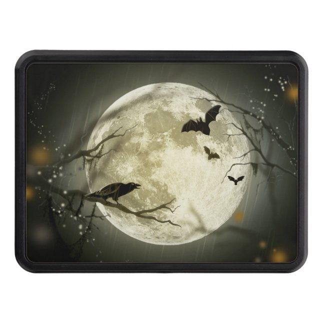 Halloween Moon Spooky Crows Trailer Hitch Cover (Front)