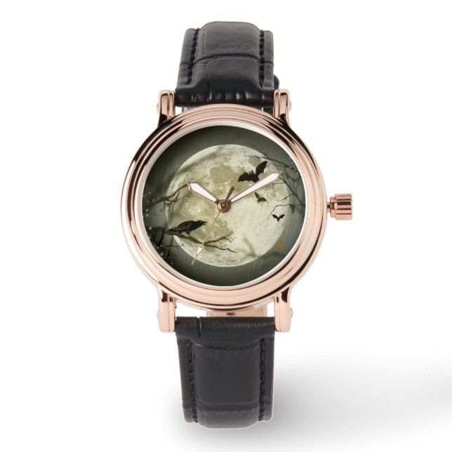 Halloween Moon Spooky Crows Watch (Front)