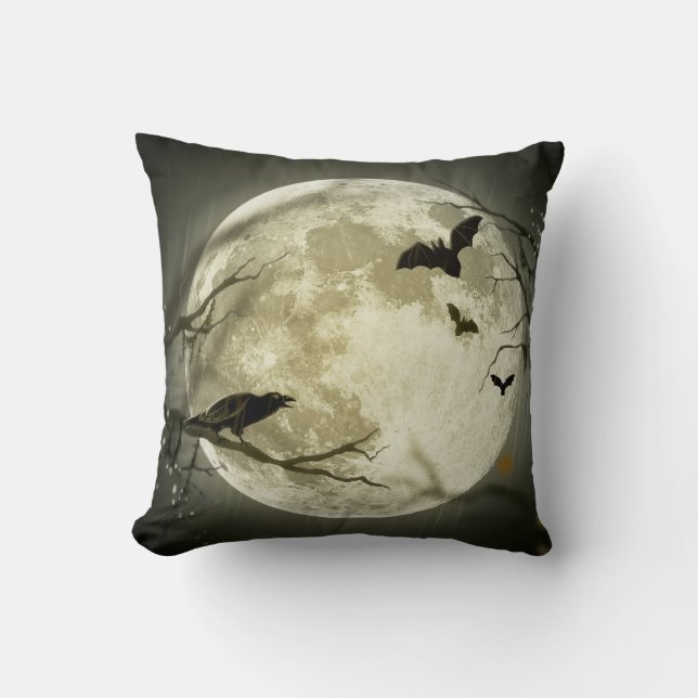 Halloween Moon Throw Pillow (Front)