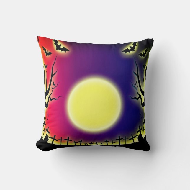 Halloween Moon Throw Pillow (Front)