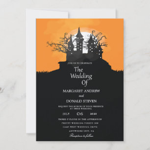 Halloween moon wedding invitations