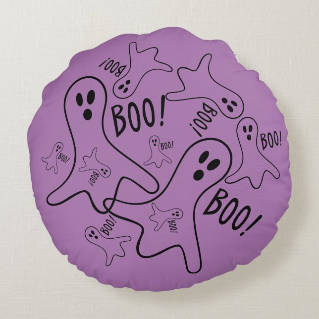 Halloween Moon & Witches & Ghosts BOO! Pillow (Back)