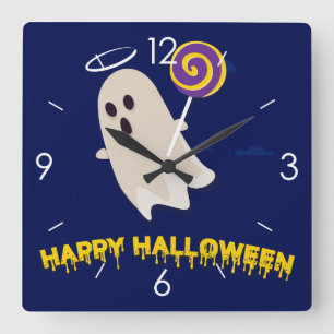 Halloween Moonlight Haunted House Square Wall Cloc Square Wall Clock