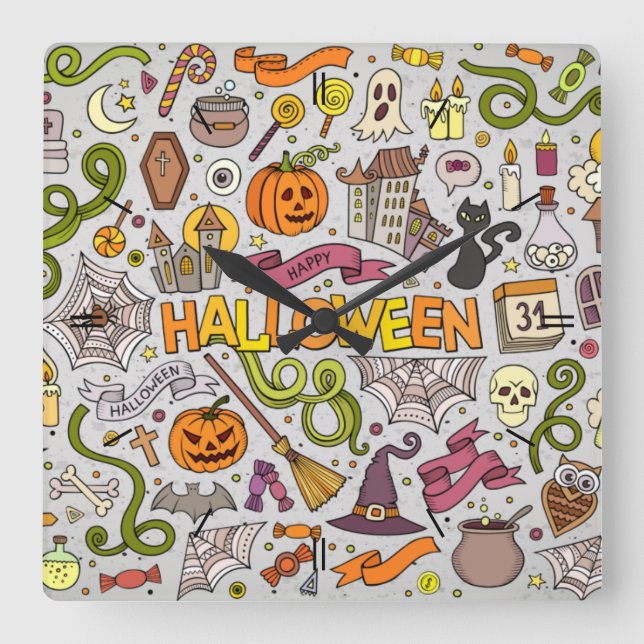 Halloween Moonlight Haunted House Square Wall Cloc Square Wall Clock (Front)