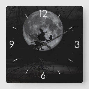 Halloween Moonlight Haunted House Square Wall Cloc Square Wall Clock