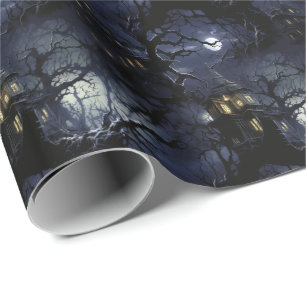  💀Halloween  🏚️ "Moonlit Manor of Shadows" 🏚️ Wrapping Paper