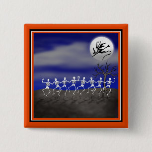 Halloween Moonlit Party Scene 2 Inch Square Button