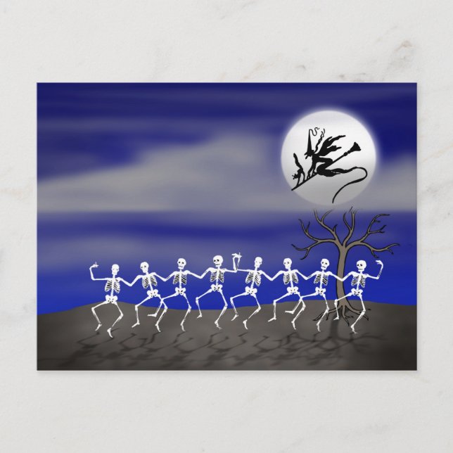 Halloween Moonlit Party Scene Postcard (Front)