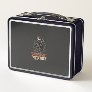 Halloween Moonlit Witch Cottage Metal Lunch Box