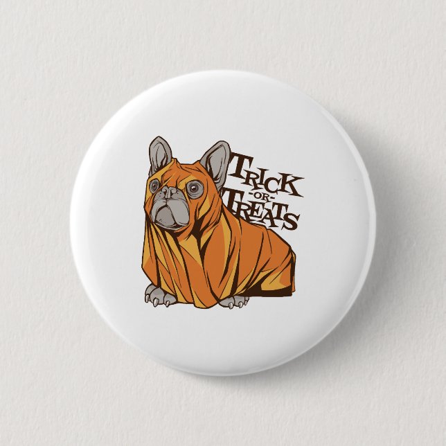 Halloween mops 2 inch round button (Front)