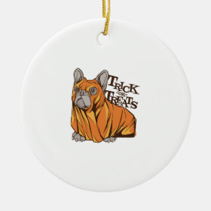 Halloween mops ceramic ornament