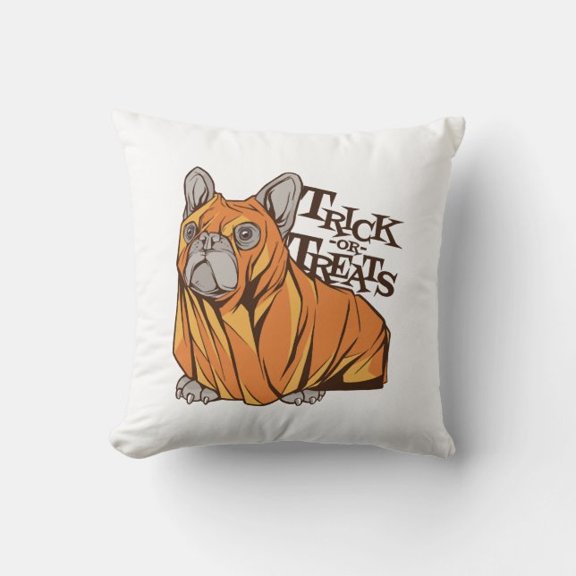 Halloween mops throw pillow (Front)