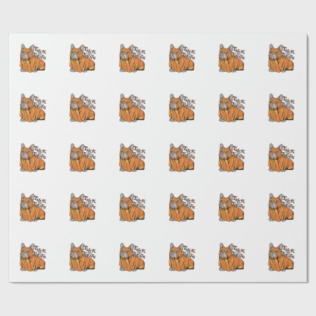 Halloween mops wrapping paper (Flat)
