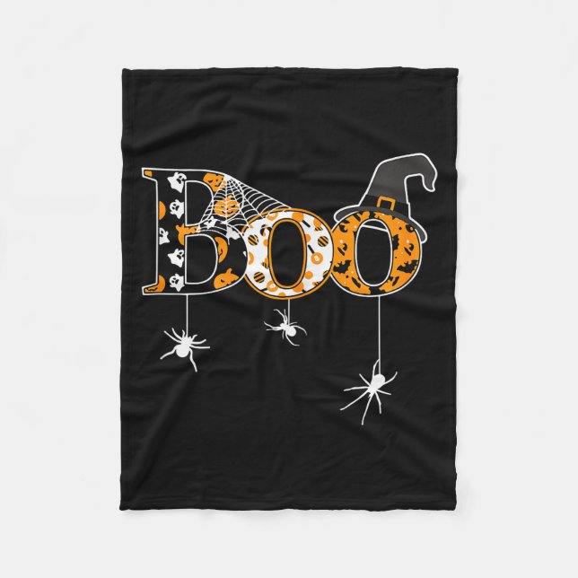 Halloween Motif - Boo  Fleece Blanket (Front)