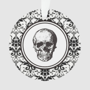 HALLOWEEN Motif Damassé Noir Crâne Personnalisé