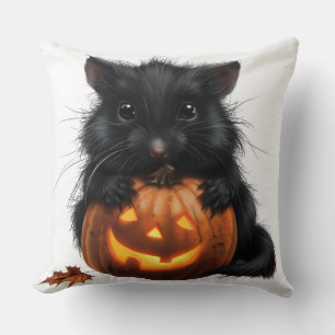 Halloween Mouse and Pumpkin For Kids Throw Pillow