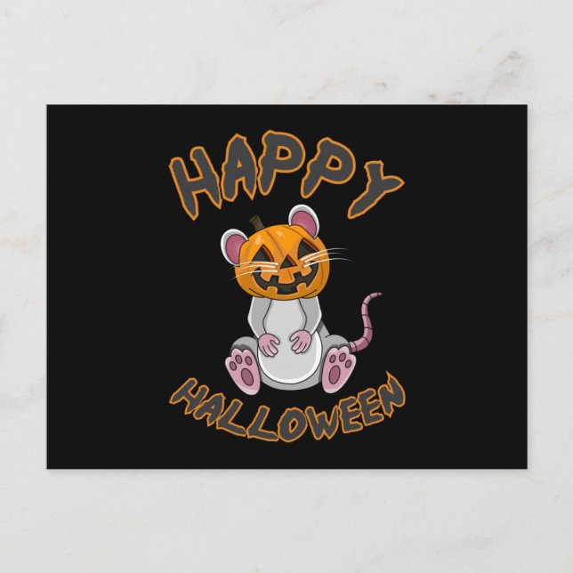 Halloween Mouse Mice Rat Pumpkin Horror Gift Idea Postcard (Front)
