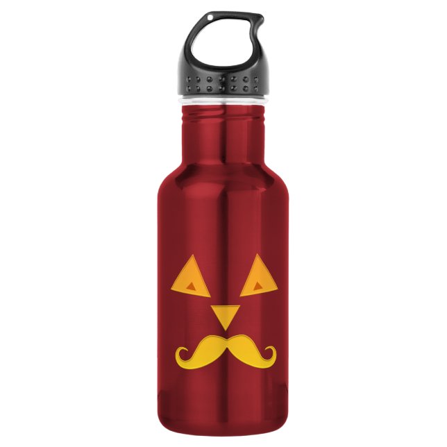 Halloween Moustache Pumpkin 532 Ml Water Bottle (Front)