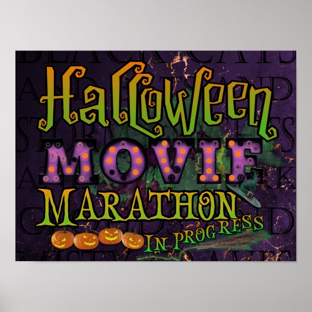 Halloween Movie Marathon In Progress Marquee Poster (Front)