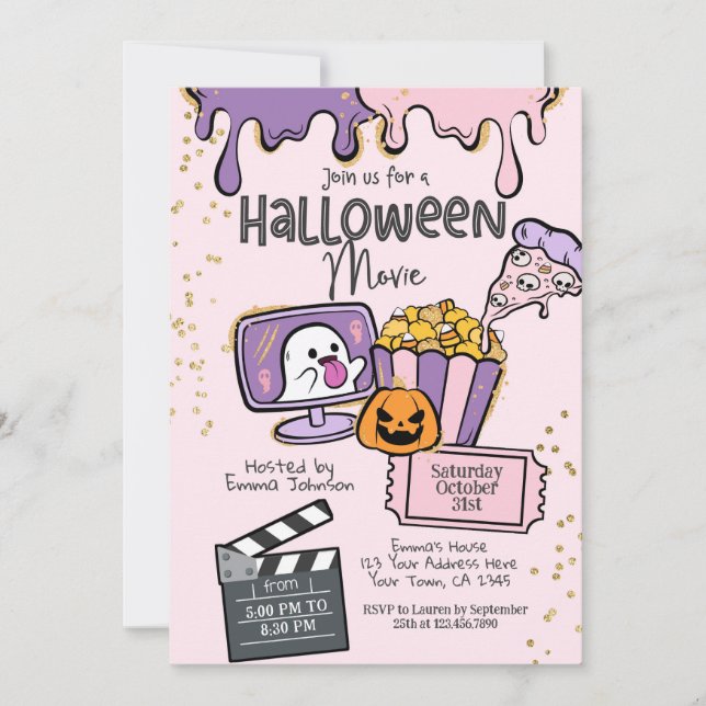 Halloween Movie Night Invitation (Devant)