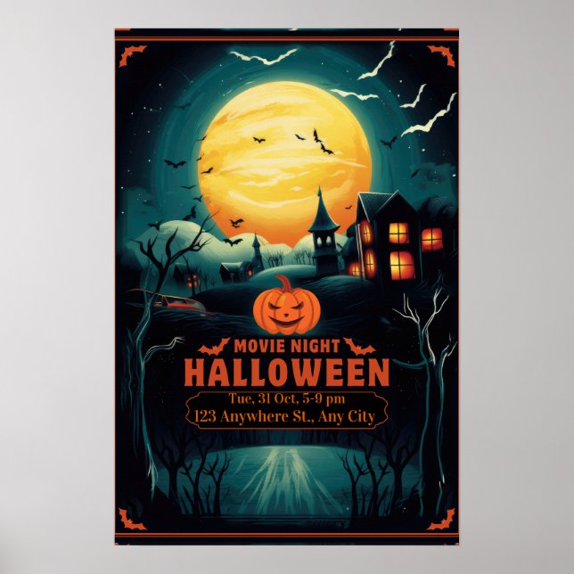 Halloween Movie Night Poster (Devant)