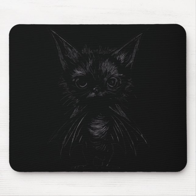 Halloween Mpy Black Kitten In Bat Costume  Mouse Pad (Front)