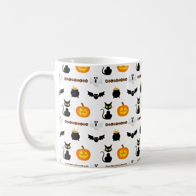 Halloween mugs with a cat theme (Left)