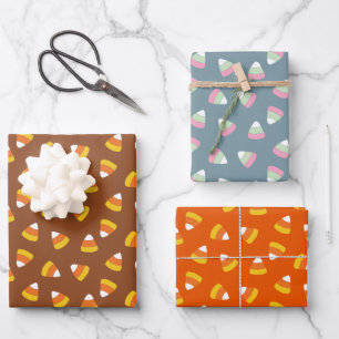 Halloween Multicolored Candy Corn Wrapping Paper Sheet