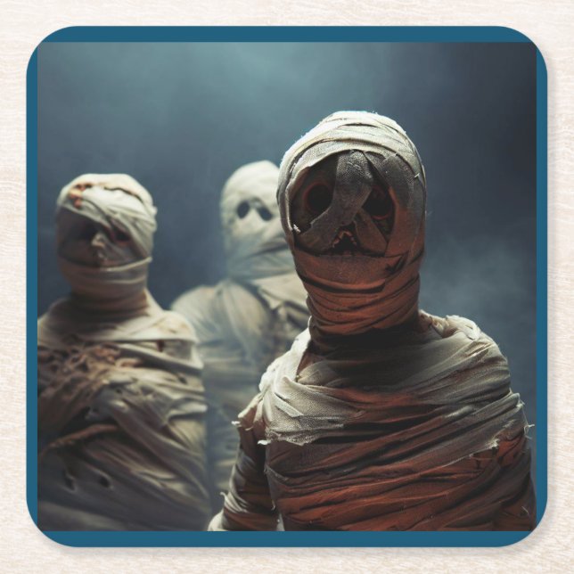 Halloween - Mummies 2 Square Paper Coaster (Front)
