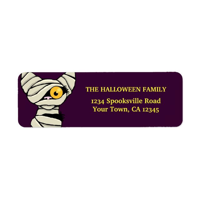 Halloween Mummy Cat Return Address Labels (Front)