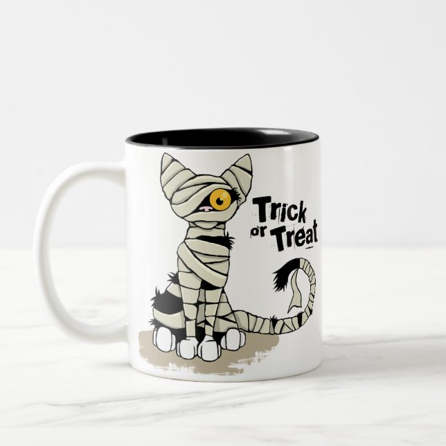 Halloween Mummy Cat Trick or Treat Mug (Left)