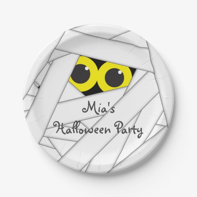 Halloween Mummy Costume Party Cute Kids Plates (Front)