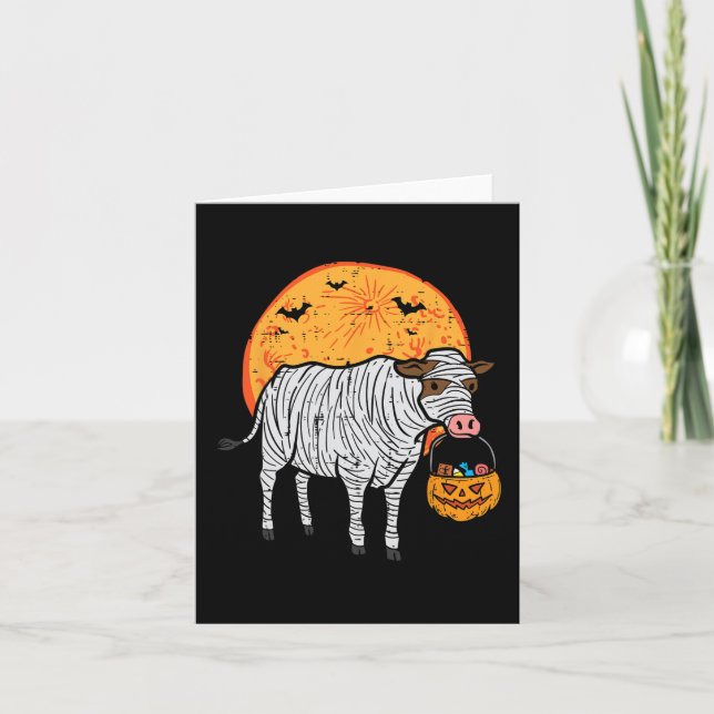 Halloween Mummy Cow Trick Treat Farm Costume Boys  Card (Front)