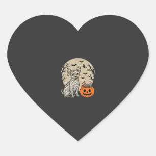 Halloween Mummy Dog and Pumpkin Candy Heart Sticker