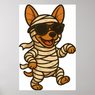 Halloween mummy dog clipart PNG, cute puppy illust Poster