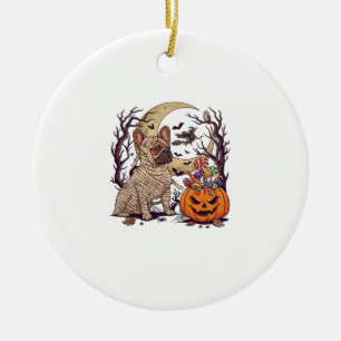 Halloween Mummy French Bulldog Pumpkin Candy Witch Ceramic Ornament