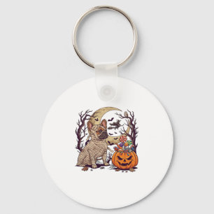 Halloween Mummy French Bulldog Pumpkin Candy Witch Keychain