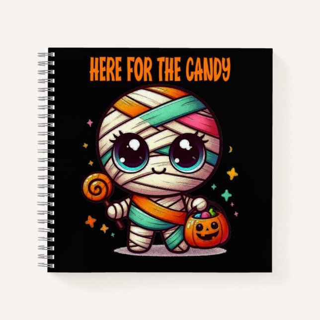 Halloween Mummy Here For The Candy Notebook (Front)