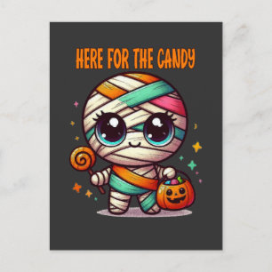 Halloween Mummy Here For The Candy Postcard
