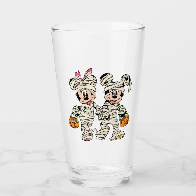 Halloween Mummy Mickey & Minnie Glass (Front)