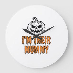 Halloween Mummy Pumpkin Vintage Engraving Shirt De Large Clock