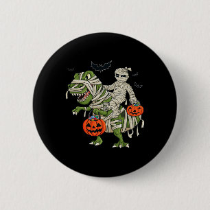 Halloween Mummy Riding T Rex Fun Boys Girls Kids 2 Inch Round Button