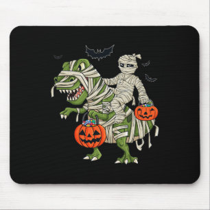 Halloween Mummy Riding T Rex Fun Boys Girls Kids Mouse Pad