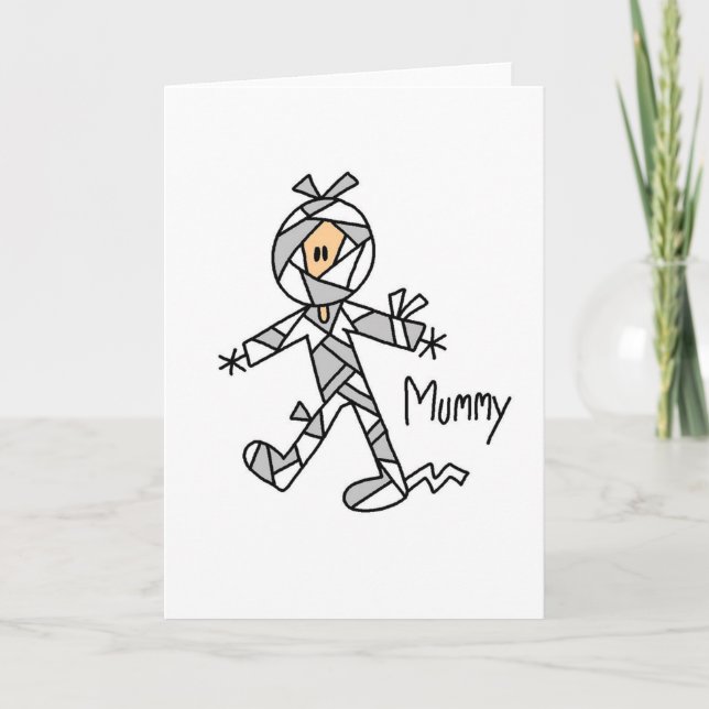 Halloween Mummy Stick Figure Card (Front)