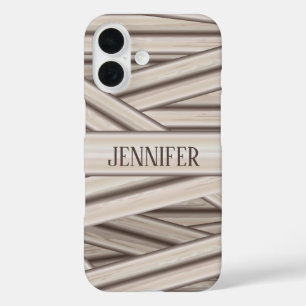 Halloween Mummy Stripes Pattern And Custom Name iPhone 16 Case