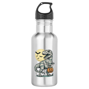 Halloween Mummy T-Rex Candy Bucket Vintage Vector_ 532 Ml Water Bottle