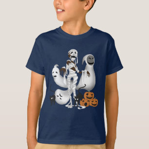 Halloween Mummy with Kitty Cats and Ghost Boy T-Shirt
