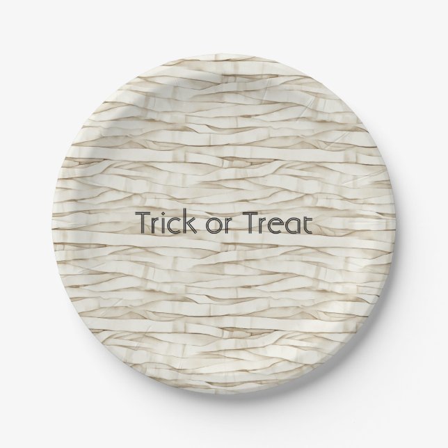 Halloween Mummy Wrap Paper Plate (Front)