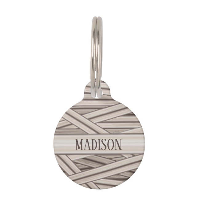 Halloween Mummy Wrap Stripes & Pet's Info Pet Tag (Front)